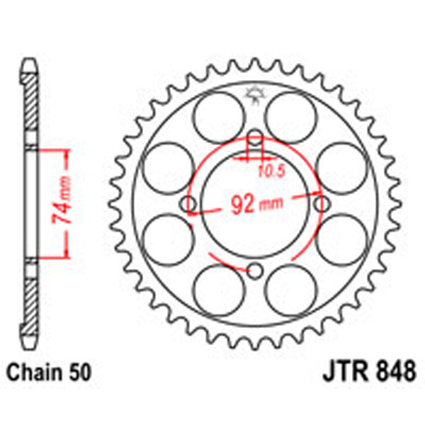 JT JT Rear Sprockets R/W 848-39T YAM